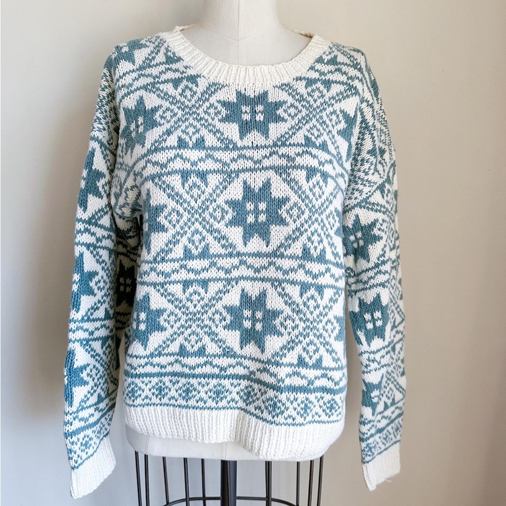 Vintage L.L.Bean Snowflake Cotton Ramie Sweater / S